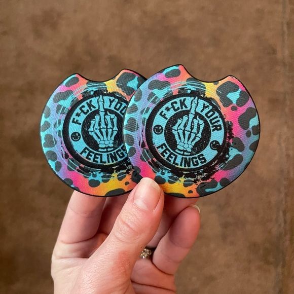 F Your Feelings Car Coaster Set | Car Accessories - Picture 3 of 13